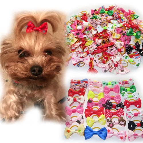20Pcs Mixed Hair Bows Rubber Bands Candy colors