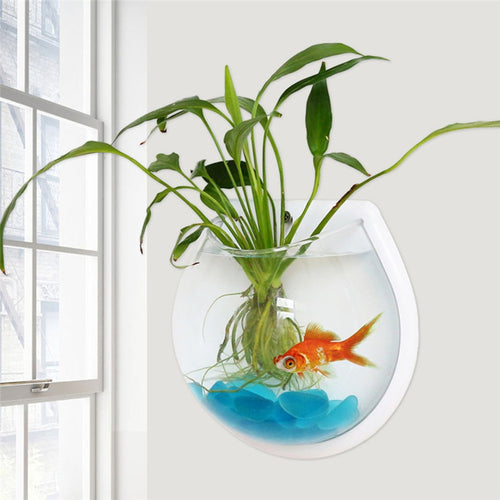 New Transparent Plant Wall Mounted Hanging Fish Tank Flower Round Vase Pot Acrylic Bowl Bubble Aquarium Home Decoration 2 Sizes