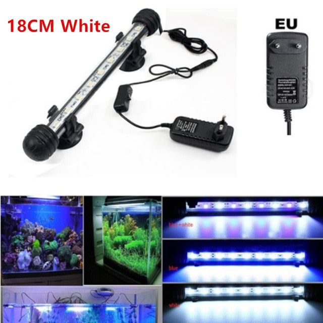 Waterproof Aquarium LED Light Fish Tank 9/12/15/21 Blue/White 18/28/38/48CM Bar Strip Light Lamp EU/US Plug Aquarium Lighting
