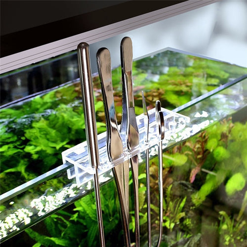 Stainless Steel Aquarium Live Curve Plant Cleaning Holder Fish Tank Water Plant Tools Kit Long Tongs Scissor Tweezers Storage