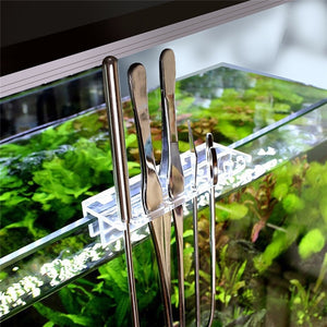 Stainless Steel Aquarium Live Curve Plant Cleaning Holder Fish Tank Water Plant Tools Kit Long Tongs Scissor Tweezers Storage
